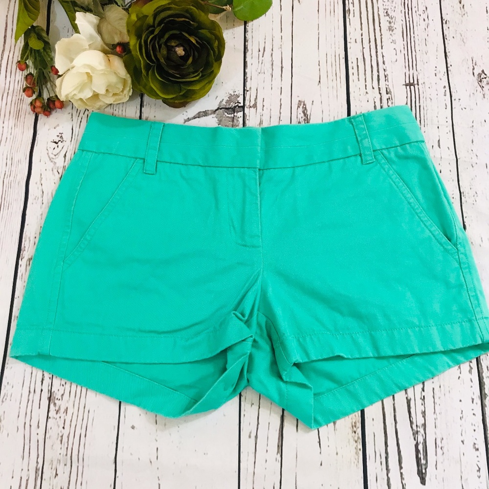 J Crew Chino 100% Cotton “Teal" Green Cotton Shorts